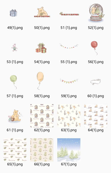 Kit Digital Ursinho Pooh Vintage Natal Png Premium