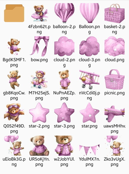 Kit Digital Ursinho Rosa Aquarela Premium- Pink Baby Bear Hc