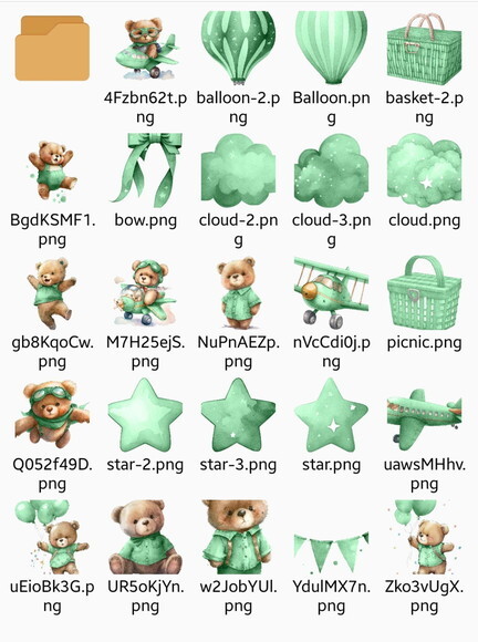Kit Digital Ursinho Verde Aquarela Premium - Baby Bear (hc)
