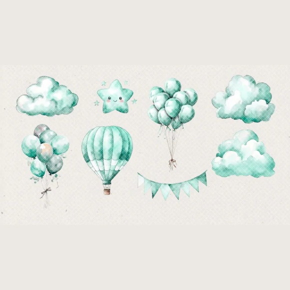 Kit Digital Ursinho Verde Aquarela Premium - Green Baby Bear