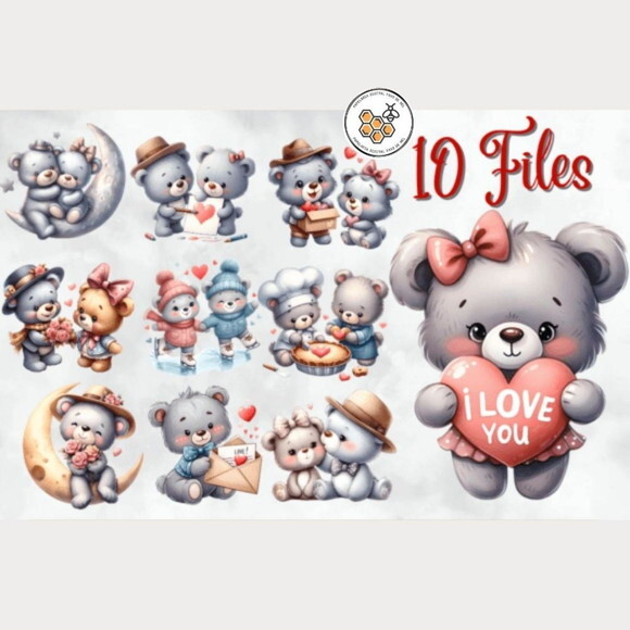 Kit Digital Ursinhos Românticos - Cute Bears In Love