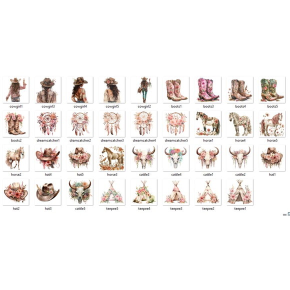 Kit Digital Velho Oeste Country Cowgirl Aquarela Premium