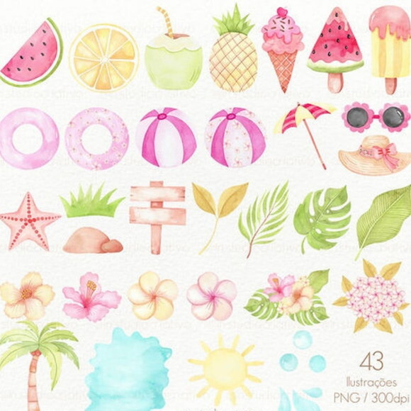 Kit Digital Verão Aquarela
