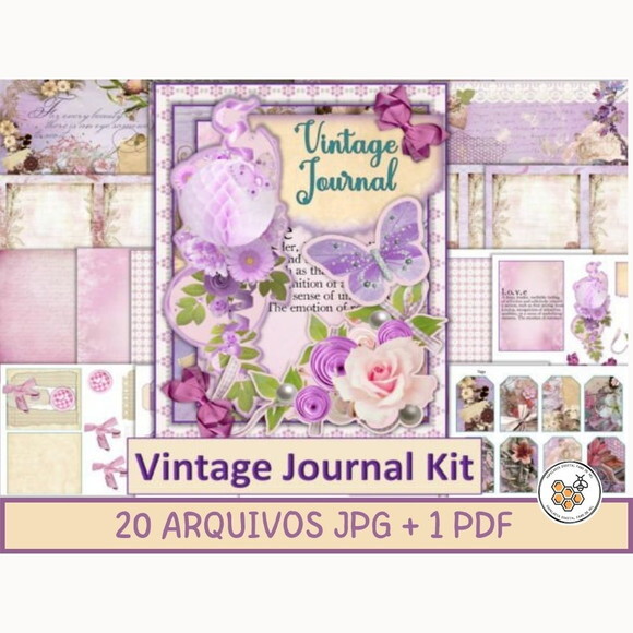 Kit Digital Vintage Journal Violeta - Kit Digital Premium