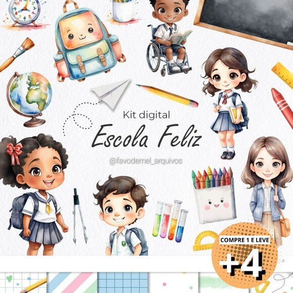 Kit Digital Volta às Aulas Aquarela - Escola Feliz