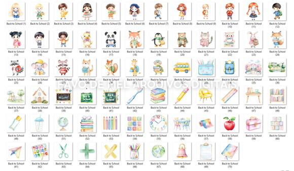 Kit Digital Volta às Aulas Aquarela #21 Png Premium