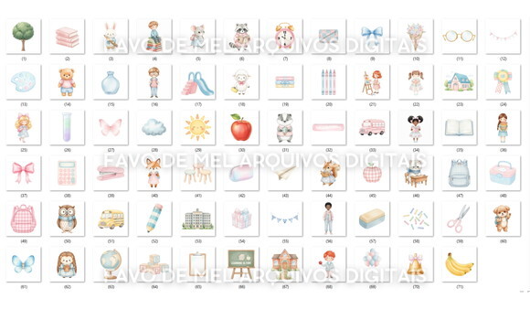 Kit Digital Volta às Aulas Aquarela #22 (pague 1 Leve 5) Png