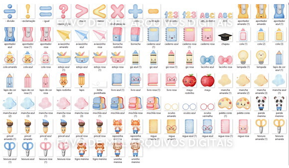 Kit Digital Volta às Aulas Aquarela #6 (pague 1 Leve +4) Png