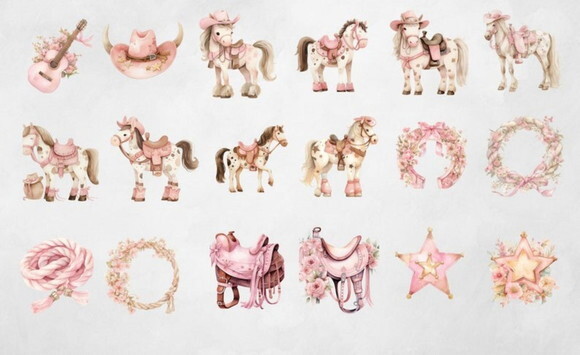 Mega Pack Digital Cowgirl Boiadeira Rosa (tpa)