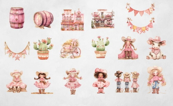 Mega Pack Digital Cowgirl Boiadeira Rosa (tpa)