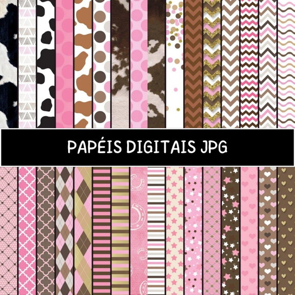 Pack Digital Papel Cowgirl Boiadeira | Vaqueira Rosa Country