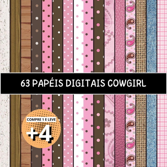 Pack Digital Papel Cowgirl Boiadeira | Vaqueira Rosa Country