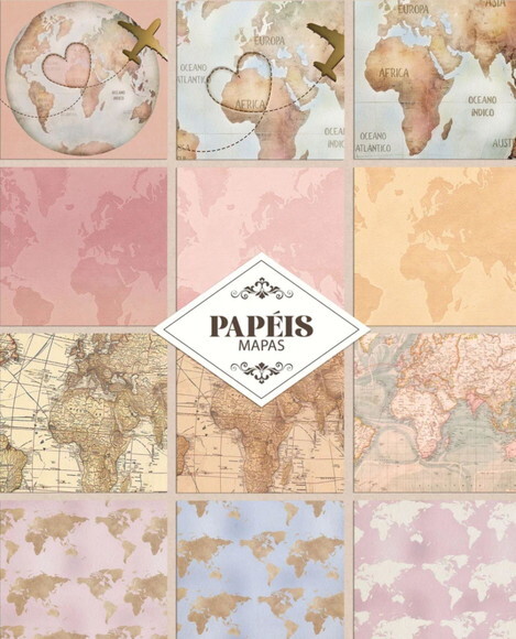 Papéis Digitais Viagem Volta ao Mundo Garotas - Mapas