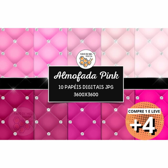 Papel Digital Almofada Pink - Diamond Tufted
