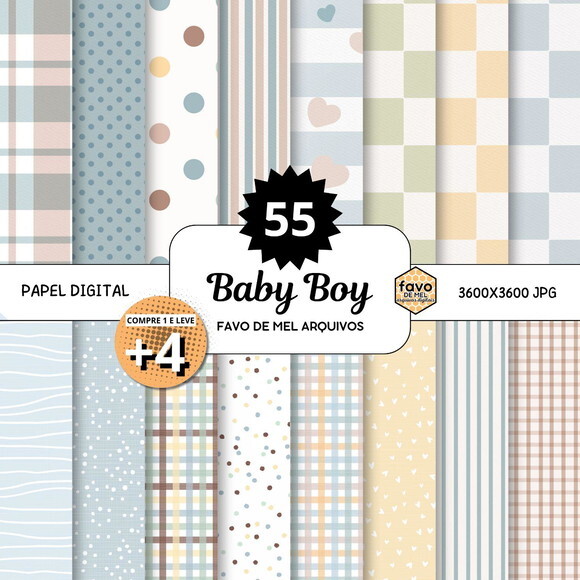 Papel Digital Baby Boy Cores Pastel Bebê Menino Jpg