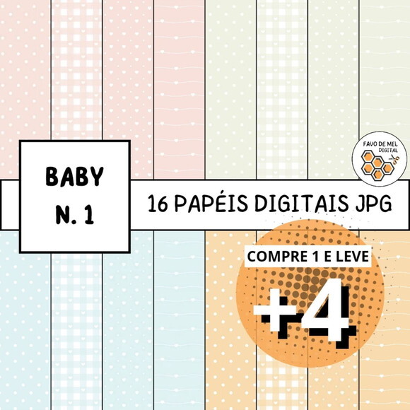 Papel Digital Baby N. 1 - Cores Pastel - Candy Color Bebê