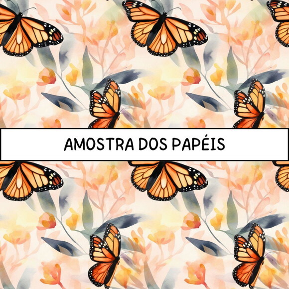 Papel Digital Borboletas Aquarela - Watercolor Butterflies