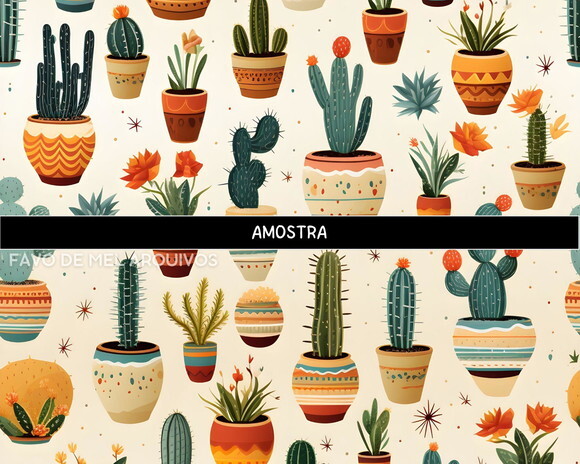 Papel Digital Cactos Retrô Jpg (pague 1 Leve +4)