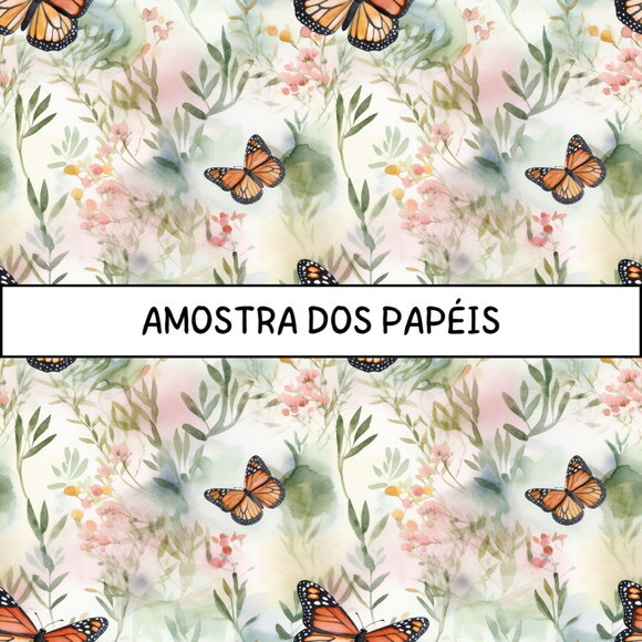 Papel Digital Borboletas Aquarela - Watercolor Butterflies
