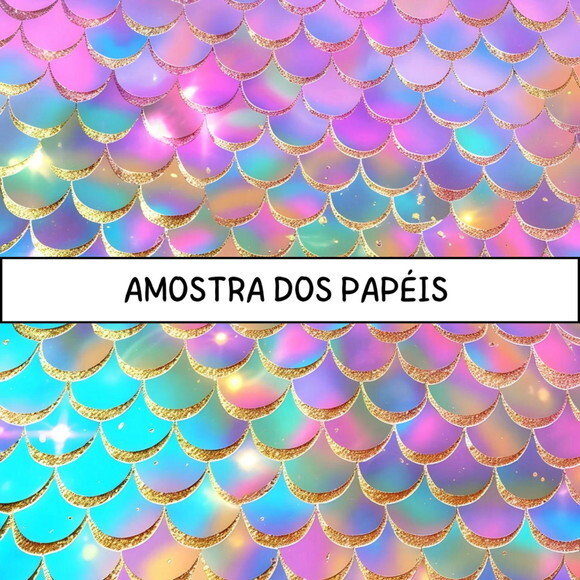 Papel Digital Cauda de Sereia - Holographic Mermaid