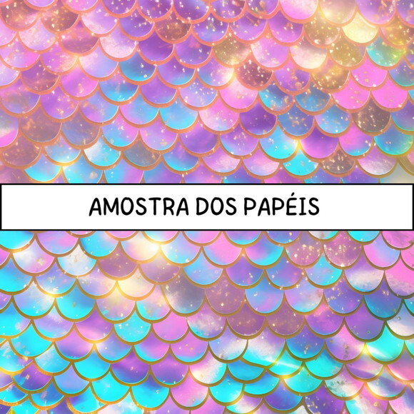 Papel Digital Cauda de Sereia - Holographic Mermaid