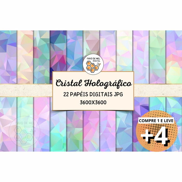 Papel Digital Cristal Holográfico - Crystal Low Poly