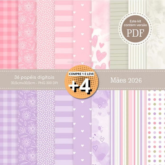Papel Digital Dia das Mães 2026 Png pdf