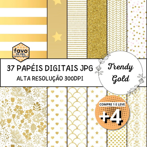 Papel Digital Dourado Jpg Gold