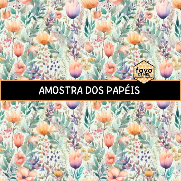 Papel Digital Estampa Floral Jardim - Spring Floral