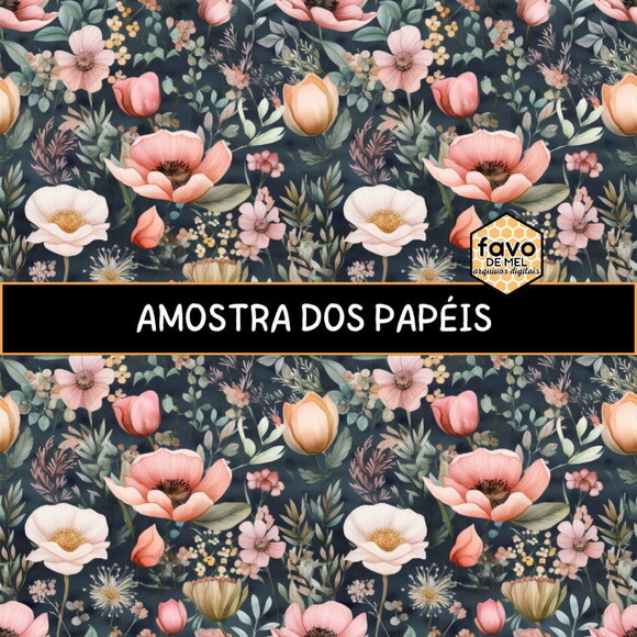 Papel Digital Estampa Floral Jardim - Spring Floral