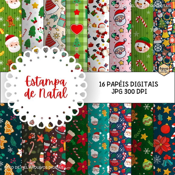 Papel Digital Estampas de Natal Fofinho Jpg