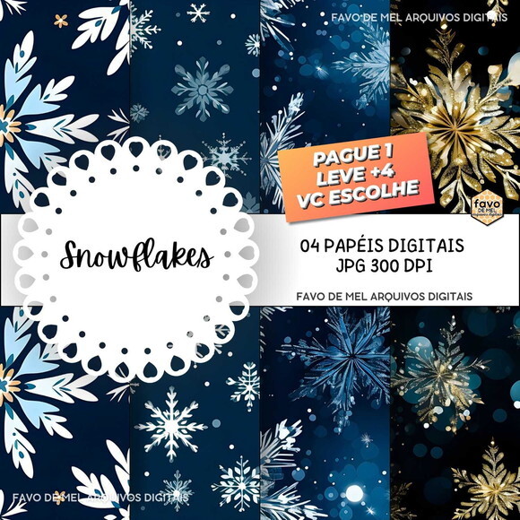 Papel Digital Flocos de Neve #2 Jpg Frozen