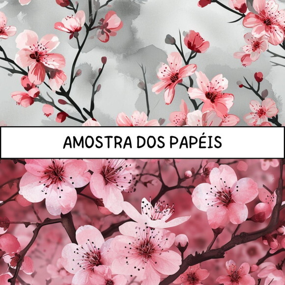 Papel Digital Flor de Cerejeira Aquarela - Cherry Blossom