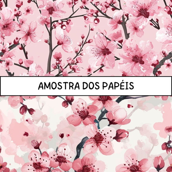 Papel Digital Flor de Cerejeira Aquarela - Cherry Blossom