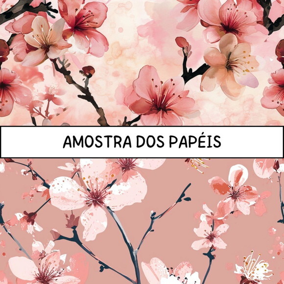 Papel Digital Flor de Cerejeira Aquarela - Cherry Blossom