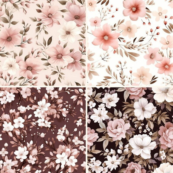 Papel Digital Floral Aquarela Suave - Wild Blooms