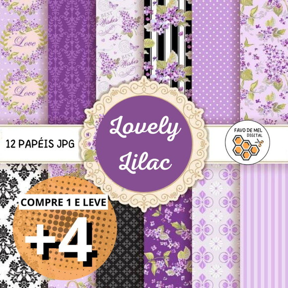 Papel Digital Floral Lilás e Roxo - Lovely Lilac