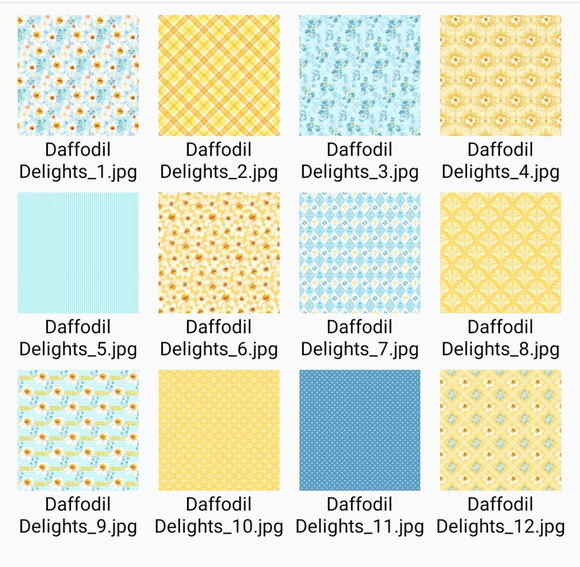 Papel Digital Floral Narcisos Azul e Amarelo - Daffodil
