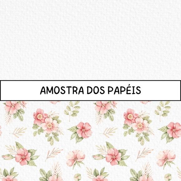 Papel Digital Floral Rosa e Verde Aquarela - Flower