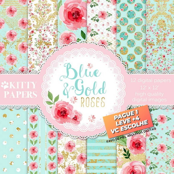 Papel Digital Floral Rosas Jpg (pague 1 Leve 5)