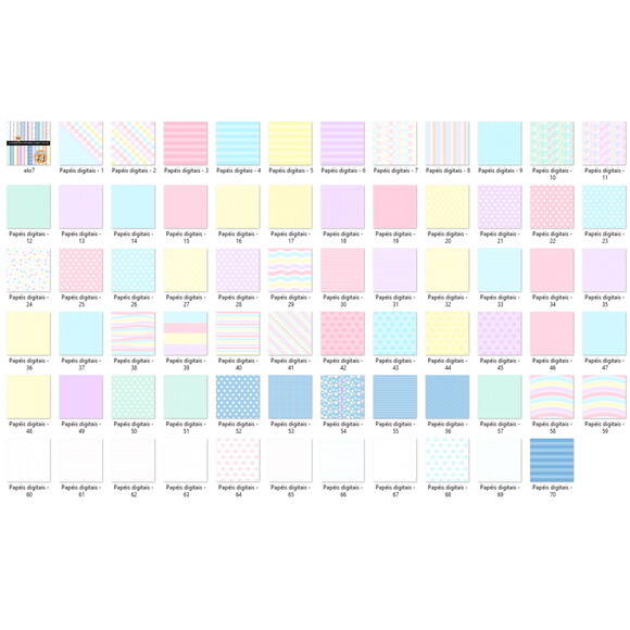 Papel Digital Fofinhos Candy Color - Cores Pastel