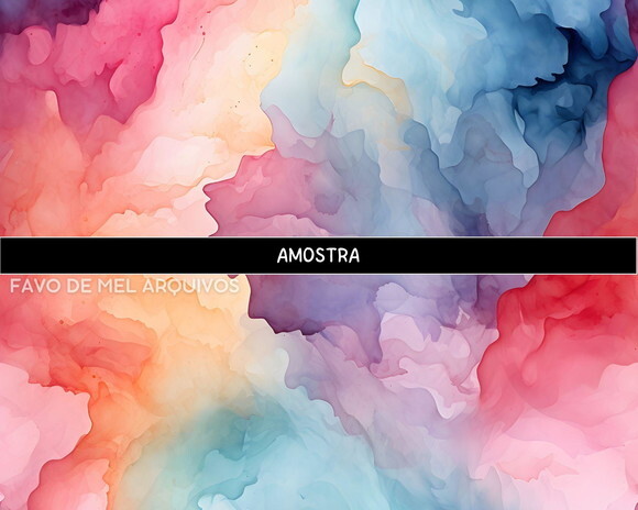 Papel Digital Fundo Aquarela Rainbow (pague 1 Leve +4)