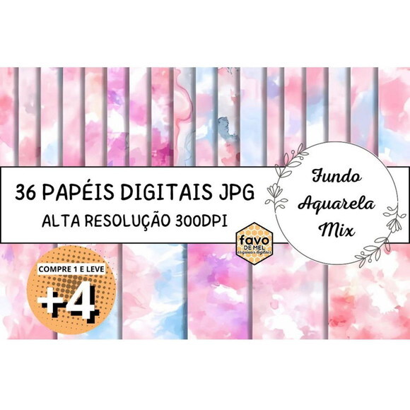 Papel Digital Fundo Aquarela Mix