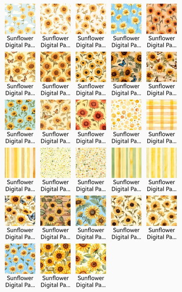 Papel Digital Girassol Aquarela Jpg (pague 1 Leve +4)