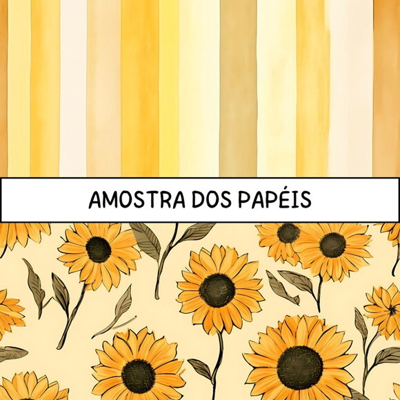 Papel Digital Girassol Aquarela Jpg (pague 1 Leve +4)