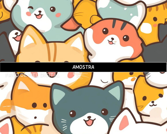 Papel Digital Jpg Gatinhos Kawaii 2 Fundo Estampa