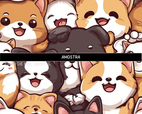 Papel Digital Jpg Gatinhos Kawaii 2 Fundo Estampa