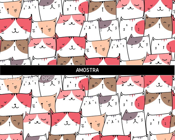 Papel Digital Jpg Gatinhos Kawaii 3 Fundo Estampa