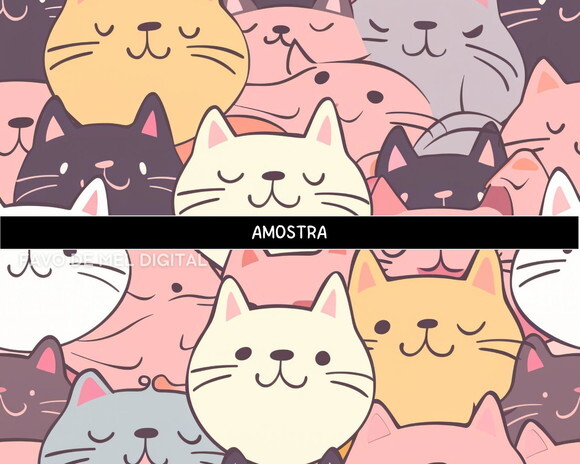 Papel Digital Jpg Gatinhos Kawaii 4 Fundo Estampa