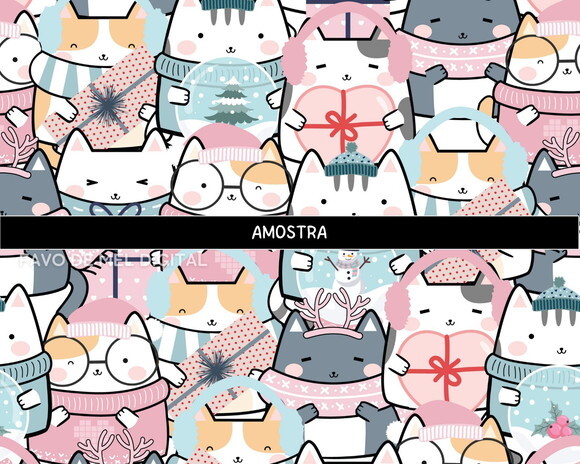 Papel Digital Jpg Gatinhos Kawaii 5 Fundo Estampa
